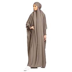 Damen Muslim Roben Einfarbig Lose Muslimisches Kleid Mit Kapuze Islamische Gebetskleidung Kaftan Türkei Islam Dubai Türkei Kleid in voller Länge mit Hijab von Bohen