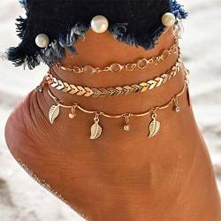 Bohend Boho Fußkettchen Armband Gold Star Fußkettchen Mehrschichtig Strand Fußketten Schmuckzubehör für Frauen und Mädchen von Bohend