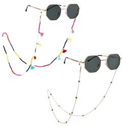 Bohend Boho Korn Brillenketten 2 Stk Quasten Gesichtsmaskenkette Gold Brillenkette Zubehör für Sonnenbrillenketten für Frauen und Mädchen von Bohend