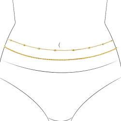 Bohend Geschichtet Körperketten Gold Welligkeit Taillenkette Korn Bauchkette Party-Strand-Bikini für Frauen und Mädchen von Bohend