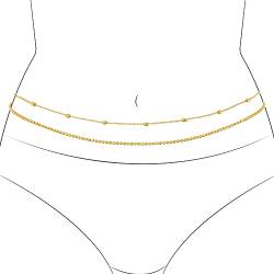 Bohend Geschichtet Korn Körperketten Gold Taillenkette Einstellbar Bauchkette Party-Strand-Bikini für Frauen und Mädchen von Bohend