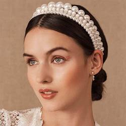 Bohend Mode Perle Frauen Stirnband Perlen Haarbügel Solide Kopfbedeckung Täglicher Gebrauch Haarschmuck zum Frauen und Grils (3 Pack) von Bohend