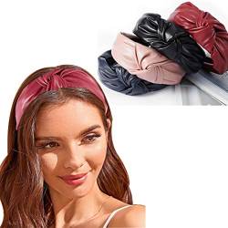 Bohend Modisches Damen-Stirnband, breit, Leder, geknotet, reiner Turban, täglicher Gebrauch, Haarschmuck für Damen und Mädchen (4 Stück) von Bohend