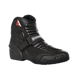 Audax Herren Motorradstiefel-Biker Boots-Sport Motorrad Stiefel aus echtem Leder-Leicht und Atmungsaktiv, mit verstärkten Protektoren Schwarz - 44 von Bohmberg