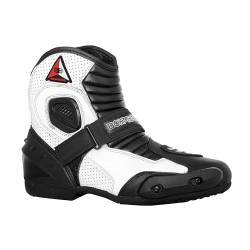 Audax Herren Motorradstiefel-Biker Boots-Sport Motorrad Stiefel aus echtem Leder-Leicht und Atmungsaktiv, mit verstärkten Protektoren Schwarz Weiss - 44 von Bohmberg