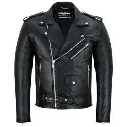 Bohmberg CAIMAN Wertige Herrenlederjacke aus Rindleder Klassiker neu interpretiert in blickfangendem CROC-Look Echtleder Schwarz Biker Leder Jacke Motorrad Chopper - L von Bohmberg