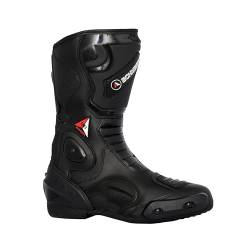 Bohmberg Spartans Motorradstiefel Herren-ergonomisch-leicht, Motorradschuhe aus echtem Leder mit aufgesetzten Hartschalenprotektoren Schwarz - 42 von Bohmberg