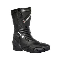 Bohmberg TX6 Herren Motorradstiefel, ergonomisch, Motorradschuhe aus stabilem Leder mit aufgesetzten Hartschalenprotektoren Schwarz 44 von Bohmberg