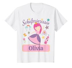 Kinder Schulstart 2024 Personalisiert Prinzessin Olivia Einschulung T-Shirt von Boho Mein Erster Schultag Shirts mit Namen