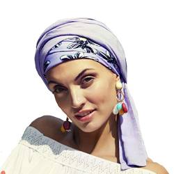 Boho Spirit Damen Sapphire - Boho tulband set bedrukt Turban, Lavender With Flowers, Einheitsgröße EU von Boho Spirit