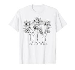 Live Wild Flower Child Daisy Line Art Premium T-Shirt von Boho T-Shirt