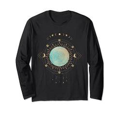 Sonne mit Traumfänger und goldener Mondphasen-Illustration Langarmshirt von Boho T-Shirt