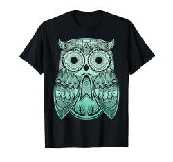 Teal Gradient Paisley Henna Owl Bohemian Graphic T-Shirt von Boho T-Shirt