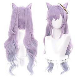 Anime Cosplay Kostüm Perücke, Genshin Impact Perücke, Damen Mädchen Herren Jungen Lange Kurzhaar Perücken mit Perückenkappe, für Halloween, Party, Karneval, Nachtleben (Keqing) von Bokerom