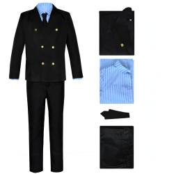 Anime One Piece Sanji Cosplay Outfit Jacke Blazer Kostüm Halloween Party Rollenspiel Anzug Uniform Full Set (B,M) von Bokerom