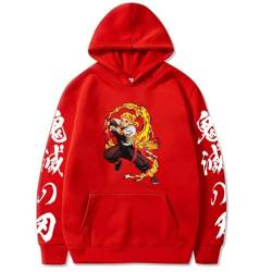 Bokerom Anime Demon Slayer Rengoku Kyoujurou Gedruckt Sweatshirt Unisex Hoodie Pullover Cosplay Männer Frauen Langer Pullover (Red,M) von Bokerom