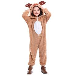 Bokidoki Weihnachts Schlafanzug Familie Teddy Fleece Christmas Pyjama Set Weihnachten Langarm Rudolph Jumpsuit Overall Onesie Winter kuschelig Nachtwäsche Hausanzug mit Rentierhorn Kapuze von Bokidoki