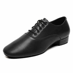 Herren Ballsaal-Tanzschuhe Schwarz Ledersohle Tango Salsa Latin Charakter Schuh, schwarz, 40 EU von Bokimd