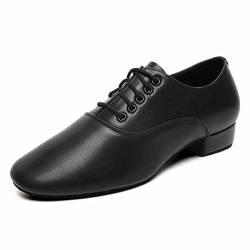 Herren Ballsaal-Tanzschuhe Schwarz Ledersohle Tango Salsa Latin Charakter Schuh, schwarz, 41.5 EU von Bokimd