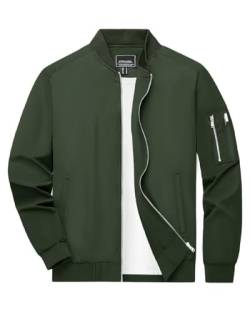 Boladeci Herren Jacke Übergangsjacke Bomberjacke Leichte Sommerjacke mit Reißverschluss Fliegerjacke Frühling Herbst Männer Jacken Armeegrün M von Boladeci