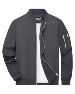 Boladeci Herren Jacke Übergangsjacke Bomberjacke Leichte Sommerjacke mit Reißverschluss Fliegerjacke Frühling Herbst Männer Jacken Dunkelgrau M von Boladeci