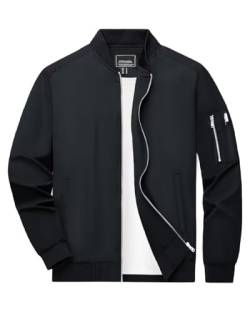 Boladeci Herren Jacke Übergangsjacke Bomberjacke Leichte Sommerjacke mit Reißverschluss Fliegerjacke Frühling Herbst Männer Jacken Schwarz M von Boladeci