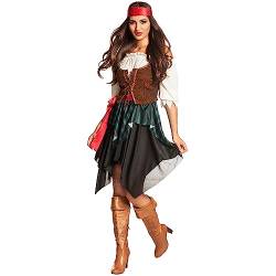 Boland - Erwachsenenkostüm Piratin Storm, Bluse, Korsage, Rock, Bandana, Captain, Redhaed, Sparrow, Seeräuber, Meuterei, Karneval, Halloween, Fasching, Mottoparty von Boland