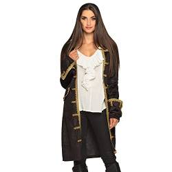 Boland - Jacke Piratin für Damen, schwarz-gold, Mantel für Frauen, Seeräuber, Freibeuter, Kostüm, Karneval, Mottoparty von Boland