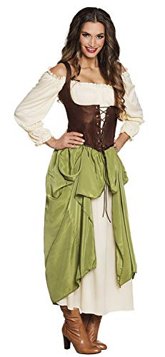 Boland - Kostüm für Erwachsene Mittelalterliche Wirtin, mittelalterliche Frau, Kleid mit Bluse, Unterrock, Korsage, Karneval, Halloween, Fasching, Mottoparty von Boland