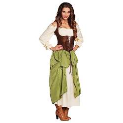 Boland - Kostüm für Erwachsene Mittelalterliche Wirtin, mittelalterliche Frau, Kleid mit Bluse, Unterrock, Korsage, Karneval, Halloween, Fasching, Mottoparty von Boland