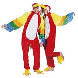 Boland - Kostüm für Erwachsene Papagei, Kapuzen-Overall aus Plüsch, Reisverschluss vorne, Zoo-Tier, Vogel, Karneval, Fasching, Mottoparty von Boland