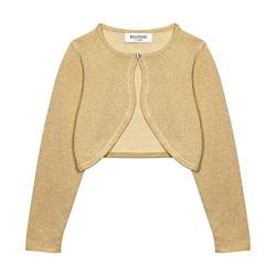 Bolerose Mädchen Langarm Bolero Funkeln Strickjacke Kinder (Gold, 7-8 Jahre) von Bolerose