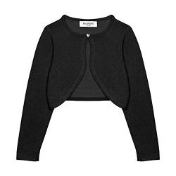 Bolerose Mädchen Langarm Bolero Funkeln Strickjacke Kinder (Schwarz, 11-12 Jahre) von Bolerose