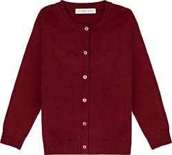 Bolerose Mädchen Lange Ärmel Schuluniform Kinder Cardigan (Weinrot, 5-6 Jahre) von Bolerose