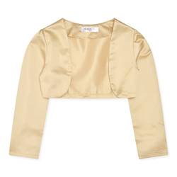 Bolerose Mädchen Satin Lange Ärmel Bolerojäckchen Kinder Kinder Shrug (Gold, 13-14 Jahre) von Bolerose