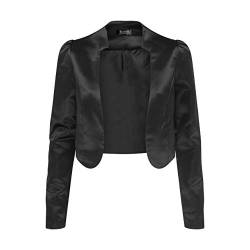 Bolerose formal Satin Langen Ärmel Bolero Jacke (Schwarz, 4XL) von Bolerose