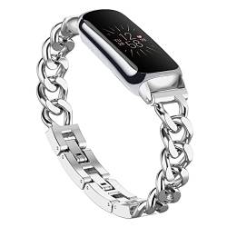 Bolesi Kompatibel mit Fitbit Luxe-Armbändern, schlankes Metallband, Edelstahl, verstellbare Riemen, Ersatzbänder für Fitbit Luxe Smartwatch für Damen und Herren, Silber von Bolesi