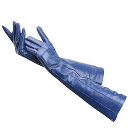 Damen Handschuhe Leder Herbst Winter Schaffell Lange Handschuhe Sea Blue 8 von Bollrllr