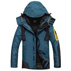 Herren Bergsteigen Reise Skijacke Windbreaker Winter Warm Kapuze Schnee Regenmantel Denim Blau 6XL von Bollrllr