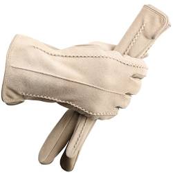 Modische Wildleder-Handschuhe, Premium-Damen-Lederhandschuhe, mehrfarbige Damenhandschuhe, warme Winterhandschuhe, beige 7 von Bollrllr