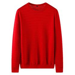 Pullover O Neck Herren Pullover Baumwolle Basic Vintage Sweater Herren Vollpullover Schwarz Grau Rot M von Bollrllr