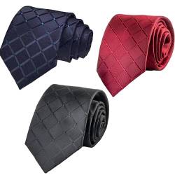 Hochwertige Krawatten für Herren - diskrete und elegante Geschäftskrawatten - Herren klassische Krawatte - Farben: schwarz, rot, blau (3-Pack) - 148 x 8 cm (Rot, Schwarz, Blau) von Bolunga