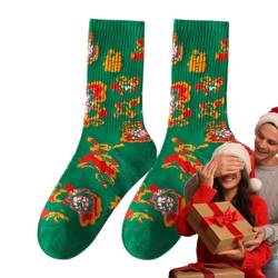 Rote Socken Zum Chinesischen Neujahr | Lässige Warme Winter-Baumwollsocken | Chinesische Traditionelle Socken Mit Mittlerer Wade | Weiche Festliche Schuhsocken - Vielseitige Chinesische Glückssocken von BommFu