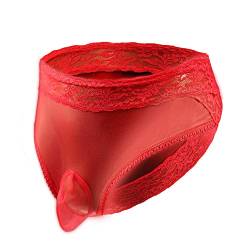 Bommi Fairy Herren Höschen Spitze Low Rise Stretch Unterwäsche Bulge Pouch Breathable Stretch Klar Und Atmungsaktiv Große Hüfte Wrap (Rot) von Bommi Fairy