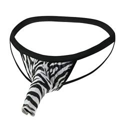 Bommi Fairy Männer Leopardenmuster/Zebradruck Jockstrap Unterwäsche Pouch Slips Strings Lustige Low-Rise G-String sexy U-förmiger Höcker Lover Geschenk (Zebradruck) von Bommi Fairy