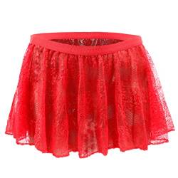 Bommi Fairy Männer Sexy Höschen Sissy Knickers Slip Stretch Niedrige Taille Spitze große Flache Rock Spitze Transparente Hot Dress Kilt Erotische Dessous (Rot) von Bommi Fairy