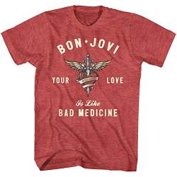 Bon Jovi - - Männer Herz und Dolch T-Shirt, Large, Red Heather von Bon Jovi