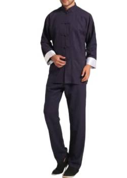 Bon amixyl Tai Chi Herren Outfit Chinesische Jacke Herren Kleidung Hemd Tai Chi Kung-Fu Hemd Qi Gong Baumwolle und Leinen, marine, L von Bon amixyl