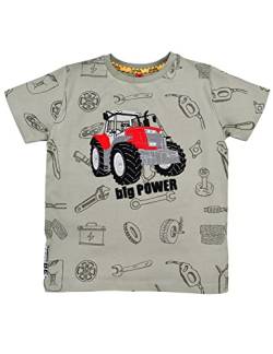 BONDI T-Shirt Jungen, halbarm Big Power, Stone-Olive mit Stickerei Traktor (as3, Numeric, Numeric_104, Regular) von Bondi