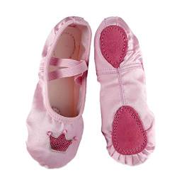 Bongles 1 Paar Rosa Satin-Ballettschuhe Yoga Wear Beständig Leinwand Geteilte Bauchtanz Schuhe Gymnastik Alleinige Flache Schuhe Für Kleine Mädchen (größe 24) von Bongles